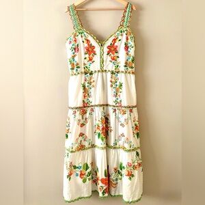 FARM Rio Floral Embroidered White Dress - Size XL